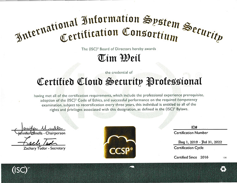Cloud Computing Security Professional (CCSP)