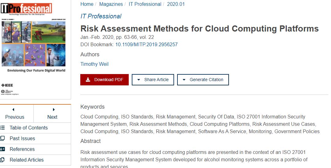 Risk Assessment Methods for Cloud Computing Platforms